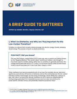 A Brief Guide to Batteries cover showing page 1 of the brief.