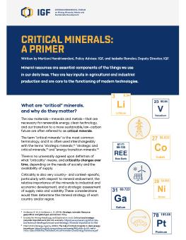 Critical Minerals: A primer cover showing page 1 of the brief.