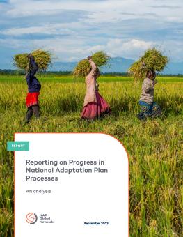 Reporting on Progress in National Adaptation Plan Processes report cover showing girls harvesting a field in Uganda.