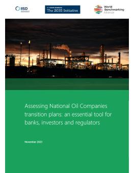 Assessing National Oil Companies' Transition Plans report cover.