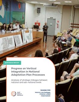 Progress on Vertical Integration in National Adaptation Plan Processes report cover showing public hearing of the Urban, Metropolitan and Environmental Policy Committee, São Paulo City Council.