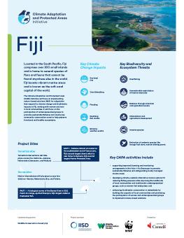 Climate Adaptation and Protected Areas (CAPA) Initiative: Fiji poster showing an aerial view of Fiji.