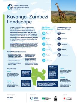 Climate Adaptation and Protected Areas (CAPA) Initiative: Kavango-Zambezi Landscape poster showing a giraffe in the Kavango-Zambezi Landscape.