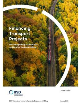 Financing Transport Projects report cover showing a train travelling through a forest.