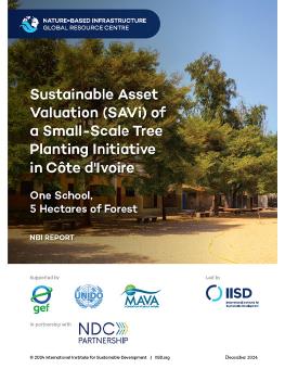 Sustainable Asset Valuation (SAVi) of a Small-Scale Tree Planting Initiative in Côte d’Ivoire report cover showing a schoolyard surrounded by trees.
