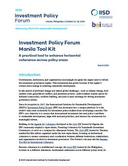 Investment Policy Forum Manila Tool Kit brief cover showing the first page of the brief.