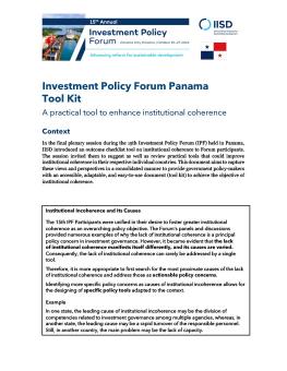 First page of the Investment Policy Forum Panama Tool Kit brief.