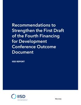 First page of the Recommendations to Strengthen the First Draft of the Fourth Financing for Development Conference Outcome Document report.