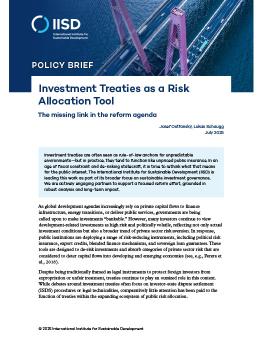 The first page of the Investment Treaties as a Risk Allocation Tool showing an aerial view of vehicles crossing a bridge.