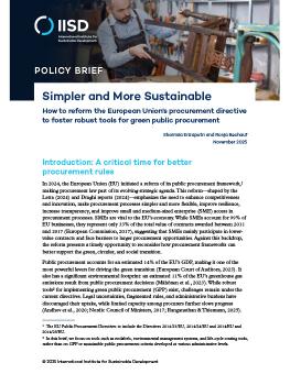 Simpler and More Sustainable brief cover showing a man in an apron working on an old, wooden chair.