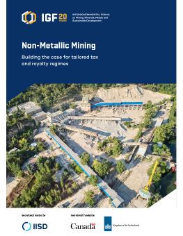 Non-Metallic Mining: Building the Case for Tailored Tax and Royalty Regimes report showing an aerial view of a processing plant at a quartz sand quarry.
