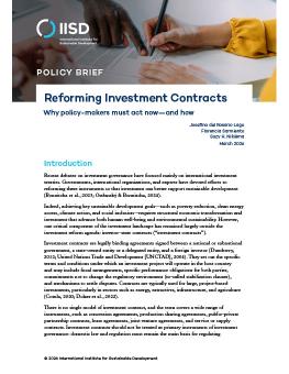 First page of the Reforming Investment Contracts brief