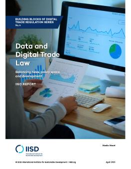 Data and Digital Trade Law report cover showing a person analyzing charts on a computer monitor.