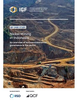 Nickel Mining in Indonesia case study cover showing an aerial view of a mine pit.