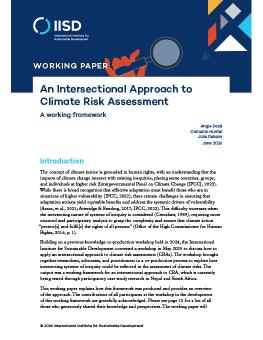 First page of An Intersectional Approach to Climate Risk Assessment brief