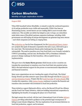 A photo of the Carbon Minefields newsletter.