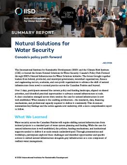 Natural Solutions for Water Security: Canada’s policy path forward summary report cover