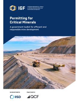 Permitting for Critical Minerals report cover showing construction machinery working in an open-pit mine.