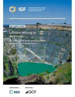 Lithium Mining in Australia report cover showing a deep mine with a pool of greenish water at the bottom.