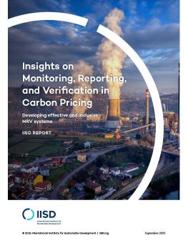 Insights on Monitoring, Reporting, and Verification in Carbon Pricing report cover showing an aerial view of an industrial area.