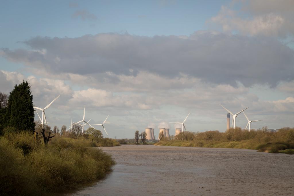 A distant view of the Humber Gateway Wind Farm
