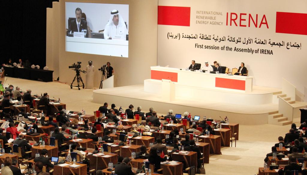 Full conference room of IRENA delegates