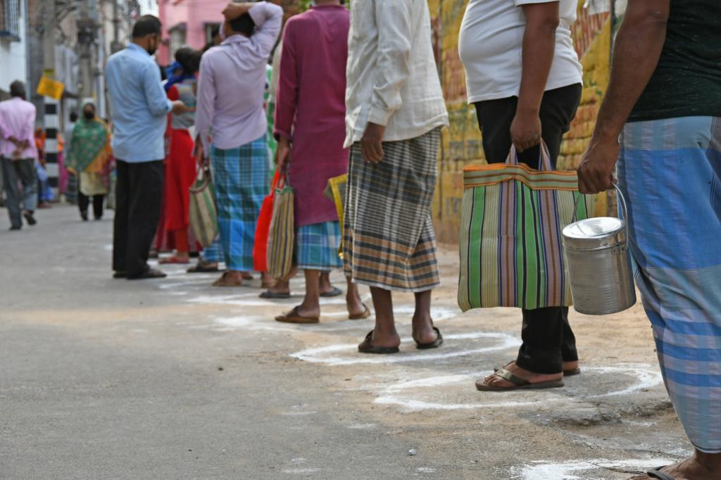 Food line during lockdown in West Bengal