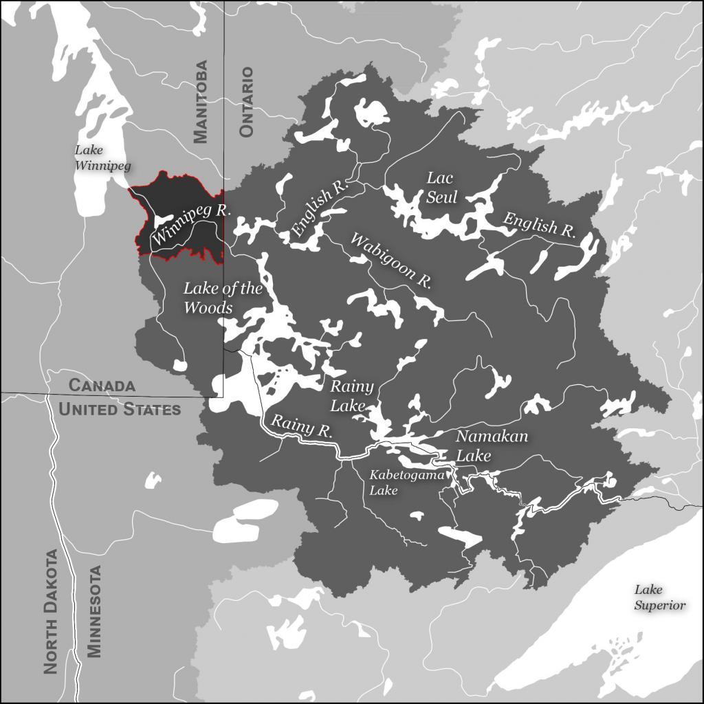Grayscale map of the Lower Winnipeg River Basin