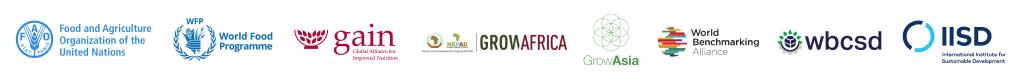 FAO, WFP, Gain, Grow Africa, Grow Asia, WBA, WBCSD, IISD logos