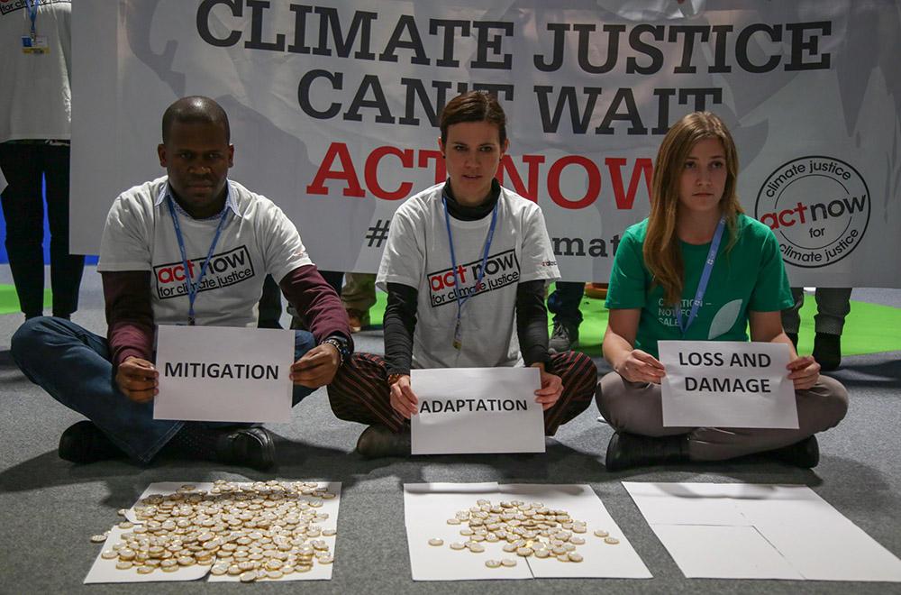 Climate activists at the UNFCCC Conference of the Parties