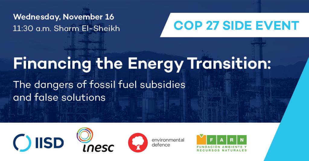 Event card for COP 27 side event "Financing the Energy Transition" 