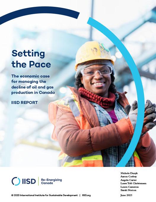 Setting the Pace report cover showing a woman in her 30s wearing a hard hat, safety vest, and safety goggles.