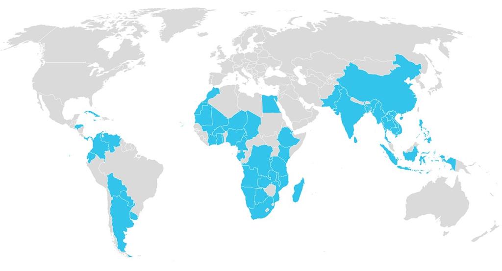 World map showing where IISD's Investment team is providing advisory services