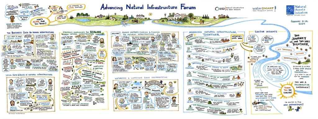 Graphic Recording of Day 2 of the Advancing Natural Infrastructure Forum 2024