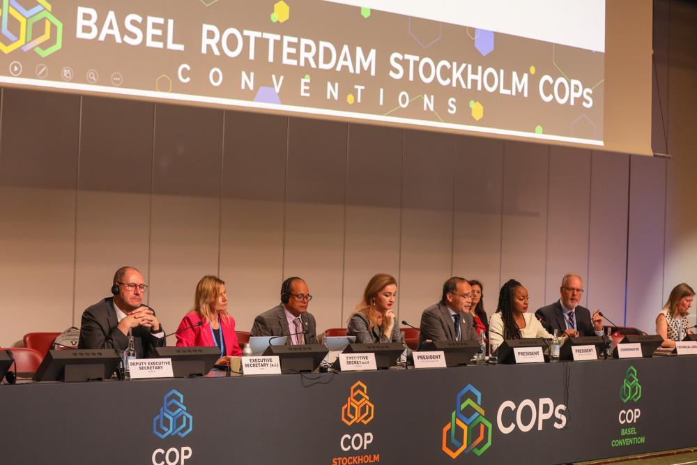 View of the dais during the BRS Triple COPs morning plenary