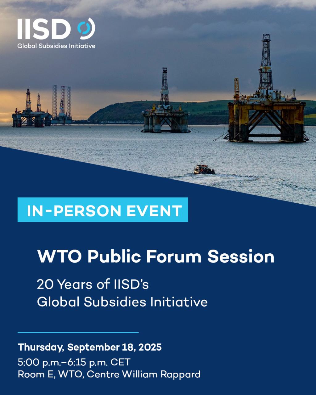 Event card for 20 years of IISD's Global Subsidies Initiative