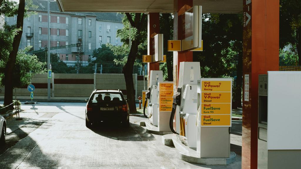 A car sits at a gas station