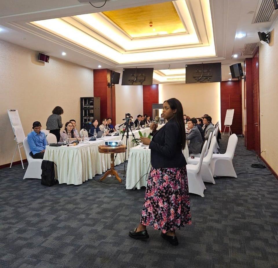 Meeting room at the Investment Promotion Department of Laos, with people sitting and listening to a workshop
