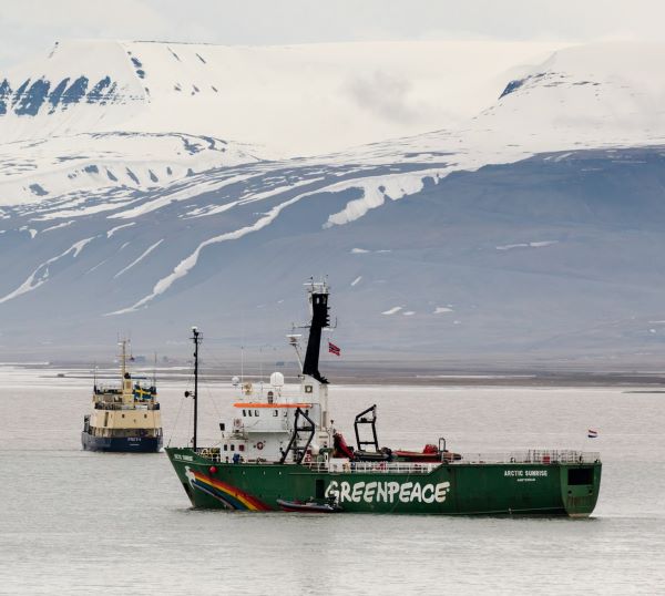 Greenpeace ship Arctic Sunrise in the ocean
