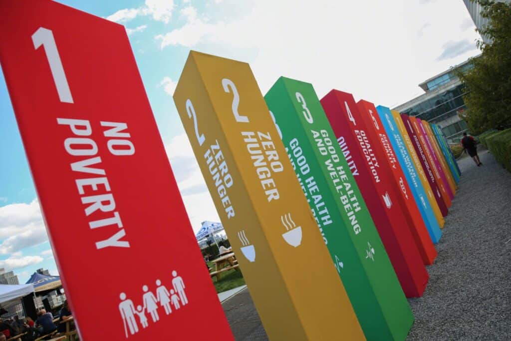 Display of the sustainable development goals at the 2019 UN SDG Summit