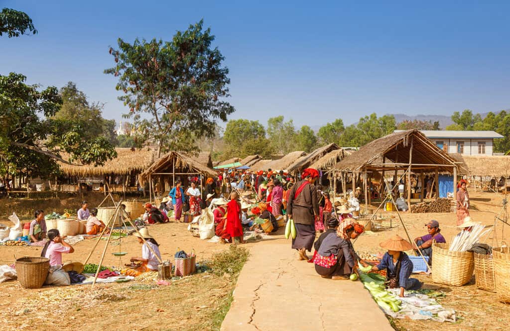Rural food market in Myanmar