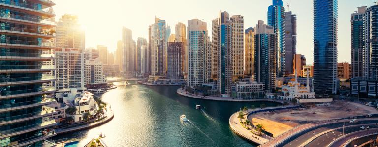 The Dubai marina skyline