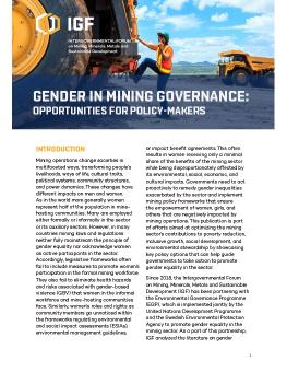 Gender in Mining Governance: Opportunities for policy-makers cover