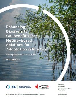 Enhancing Biodiversity Co-Benefits From Nature-Based Solutions for Adaptation in Practice report cover showing mangrove trees.